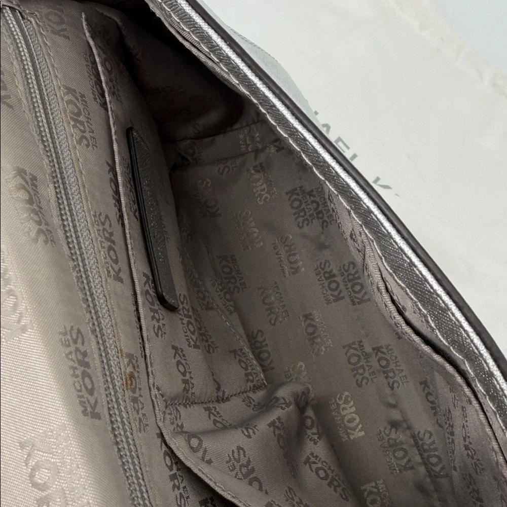 Michael Kors Silver Leather Small Ava Crystals Embellished Top Handle Bag Rare - Picture 5 of 12